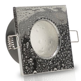 trendlights24 Aqua Base IP65 LED Bathroom Recessed Spotlights 230 V Chrome Square Dimmable Set of 3 Spotlights 5 W Neutral White Flat 50 mm Ceiling LED Spotlights Wet Room