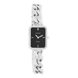 Oozoo Vintage Women's Watch | Women's Watch with Metal Chunky Strap | Modern Watch for Women | Elegant Analogue Women's Watch in Rectangular C20360_C20364_Parent (20 x 26 mm Case), silver/black,