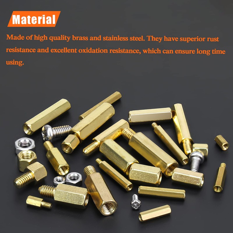 HELIFOUNER 420 Pieces M2 M3 M4 Male Female Hex Brass