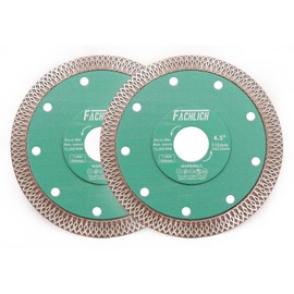 FACHLICH Diamond Porcelain Saw Blade 4.5" Tile Blades 2pcs Dry Wet Tile Cutting Discs with X Teeth Turbo Mesh Rim,for Ceramic Tile Porcelain Granite Marbles