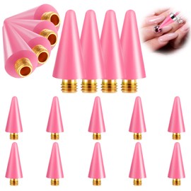 DOPENSPI 18PCS Wax Pencil for Rhinestones, Wax Replacement Head Tips Waxs Tips for Rhinestone Tool Rhinestone Picker for Nail Dotting(Pink)