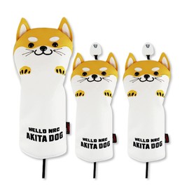 Golf Cover Schnauzer Akitainu Golf Character Headcover Driver Wood Fairway Wood Utility Iron Cover G FW UT I with Number Tag (Akita Inu MML 3 Piece Set)