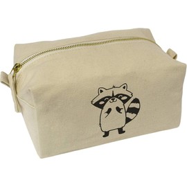 'Cute Raccoon Standing' Canvas Wash Bag/Makeup Case (CS00043356)