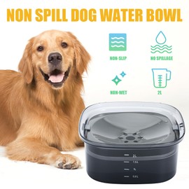 Dog Water Bowl No Spill Splash Free Pet Water Bowl,2L Capacity Pet Floating Bowl No Mess Large Dog Water Bowls,Non Slip Slow Dog Water Bowl for Dogs Cats