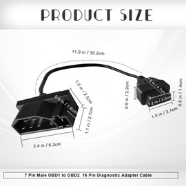 Lunwag Adapter Fit for OBD1 to OBD2 7pin to 16pin Diagnostic Scanner Convertor Adapter Vehicle 7 Pin Connector Compatible with F0rd EFI
