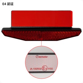 Evermotor Motorcycle Reflector with 150° Angle - E4 Certified, Aluminum Plate Included, Easy Installation, Red Reflector for Scooters, Bikes, ATVs, Set of 2
