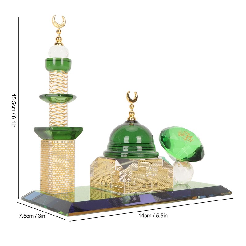 Natudeco Mosque Model Crystal Collectible Figures Miniature Building Ornament Architectural
