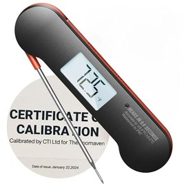 ThermoMaven Termómetro profesional para carne, lectura instantánea de 0.6 segundos, precisión certificada NIST de ± 0.5 ℉, impermeable IP67, retroilum