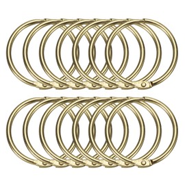 sourcing map 14pcs Shower Curtain Rings, 1.3 Inch ID Metal Round Snap Shower Curtain Hooks Glide Smoothly Hooks for Bathroom, Gold