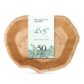 Indochine Art Leaf PLate Made From Seagrape Leaf 4x5 inch | Pack 25 | Premium Disposable Plates | Eco Friendly, Compostable & Biodegradable