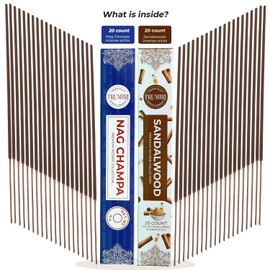 Trumiri Incense Sticks - Combo Pack of 35 Insence-Sticks - 15 Nag Champa + 20 Sandalwood - Insenses - Insents - Incents - Inscense - Incence - Incienso - All Natural Incense Sticks