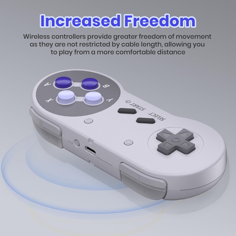 2.4 GHz Wireless SNES Switch Online Controller, USB Receiver, Compatible