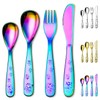 Berglander Rainbow Children's Cutlery 4-Piece Colourful Titanium Coating Children's Tableware