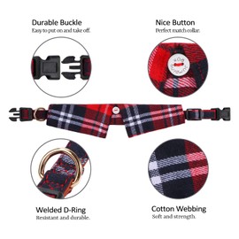 Faleela Cotton Plaid Shirt Style Dog Collar Soft Cute,Boy Dog Collar with Quick-Release Buckle,Adjustable Bow Tie Collar for Small Medium Large Dogs