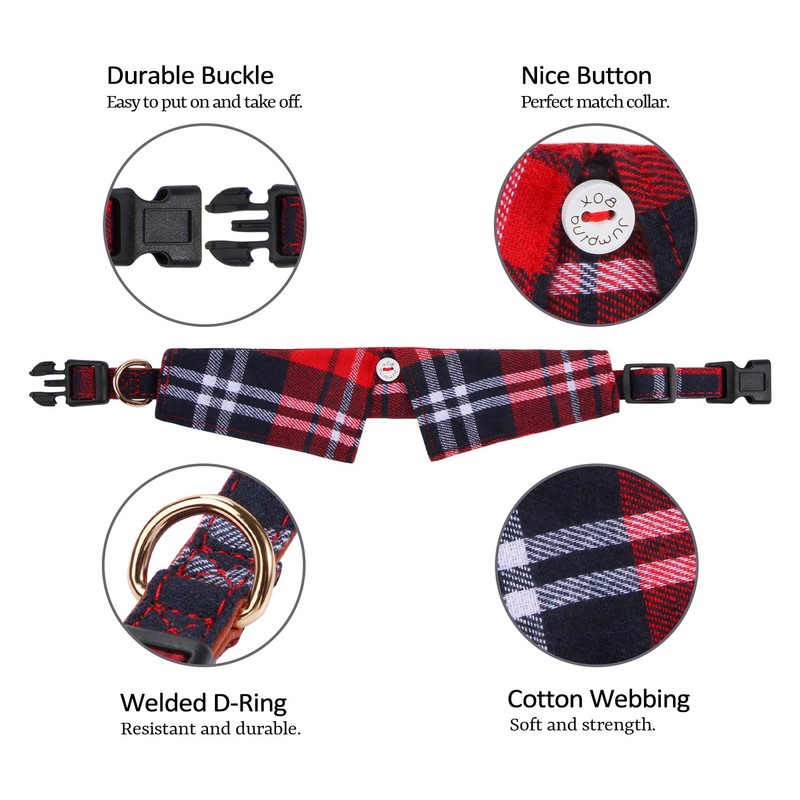 Faleela Cotton Plaid Shirt Style Dog Collar Soft Cute,Boy Dog