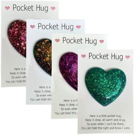 Inspirational Gifts for Women with Greeting Cards, Glass Heart Charm, Pocket Token, Pocket Hug Token, Encouragement Gifts for Men, Family, Friendship, Couple Gifts, Greeting Card