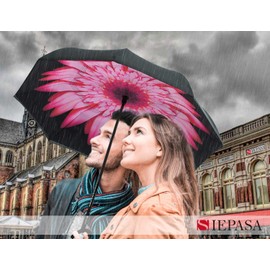 SIEPASA Spar. Saa Double Layer Inverted Umbrella with C-Shaped Handle, Anti-UV Waterproof Windproof Straight Umbrella for Car Rain Outdoor Use