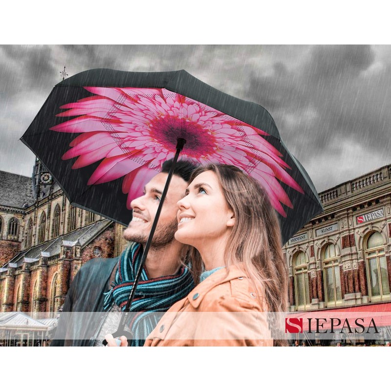 SIEPASA Spar. Saa Double Layer Inverted Umbrella with C-Shaped Handle,