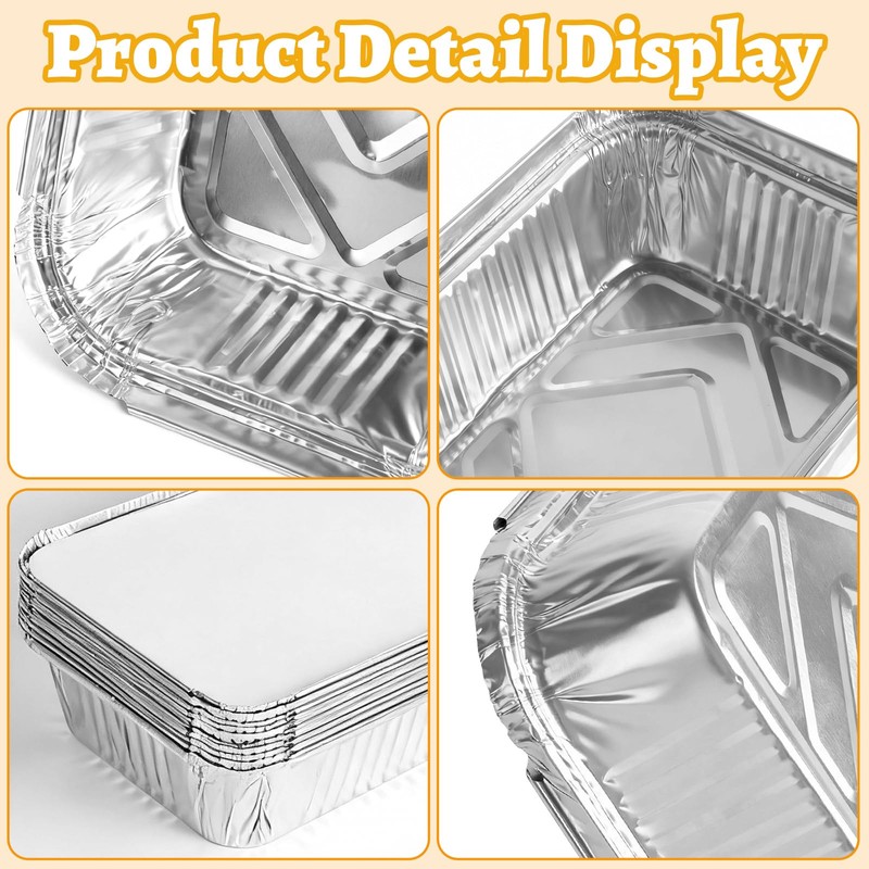 GGOLDMER 30 Pack Disposable Aluminum Foil Pans with Lids, 10x7.5
