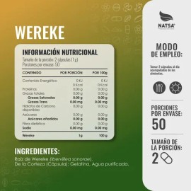 Wereke, 300 Cápsulas (3 Frascos 100 Cap C/u) Sabor Natural