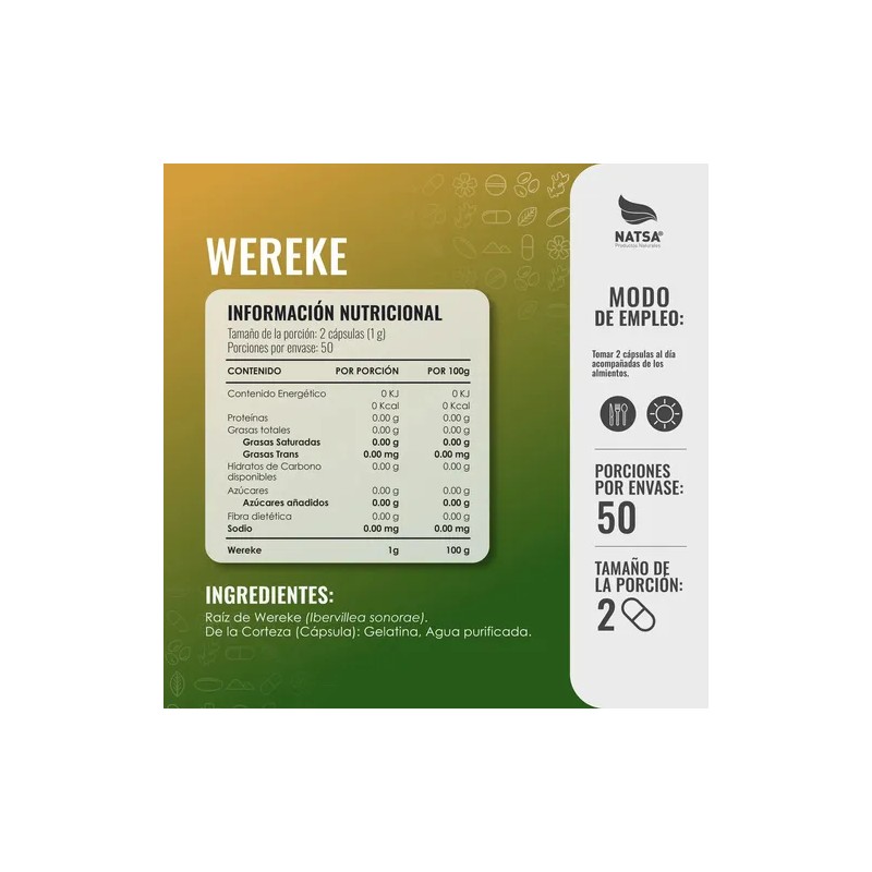 Wereke, 300 Cápsulas (3 Frascos 100 Cap C/u) Sabor Natural