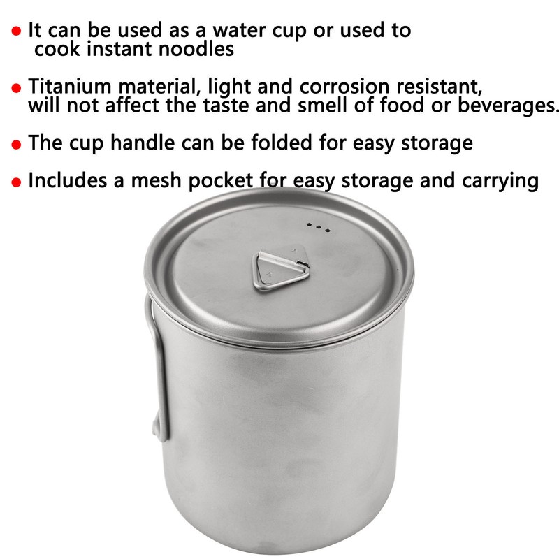 Outdoor Drinking Cup with Foldable Handle Titanium Mug with Lid