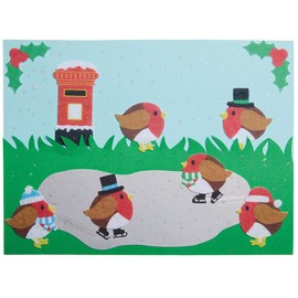 Baker Ross FX305 Christmas Robin Felt Stickers - Pack of 100, Christmas Stickers for Children, Stickers for Scrapbooking and Decorating