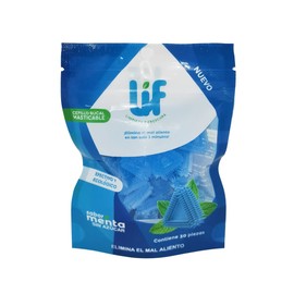 LIF - Cepillo Bucal Masticable Sabor Menta Pouch Resellable 4Pack de 30 pzas c/u (120 total)