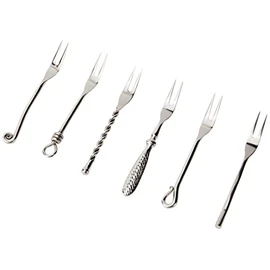 Jean Dubost Crations - 96003 - Forged Two-Pronged Forks - Box of 6 Cocktail Forks