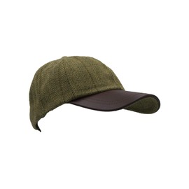 WALKER AND HAWKES - Derby Tweed Waterproof Duncan Baseball Cap w/Leather Peak - One-Size - Light Sage