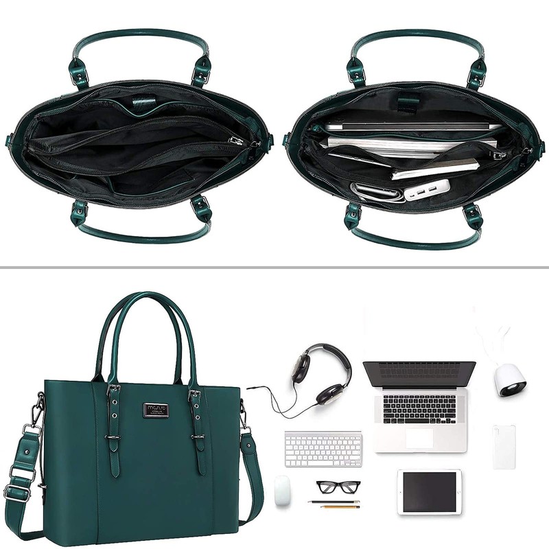 MOSISO Laptop Bag for Women, 17.3 inch Waterproof Vintage PU