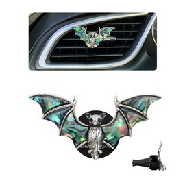 ORIESSE Bat Air Vent Clip Car Air Freshener Outlet Clips Natural Abalone Shell Seashell Color Vampire Bat Car Accessories Gothic Car Decor Refillable Car Diffuser Clips (Small Bat)