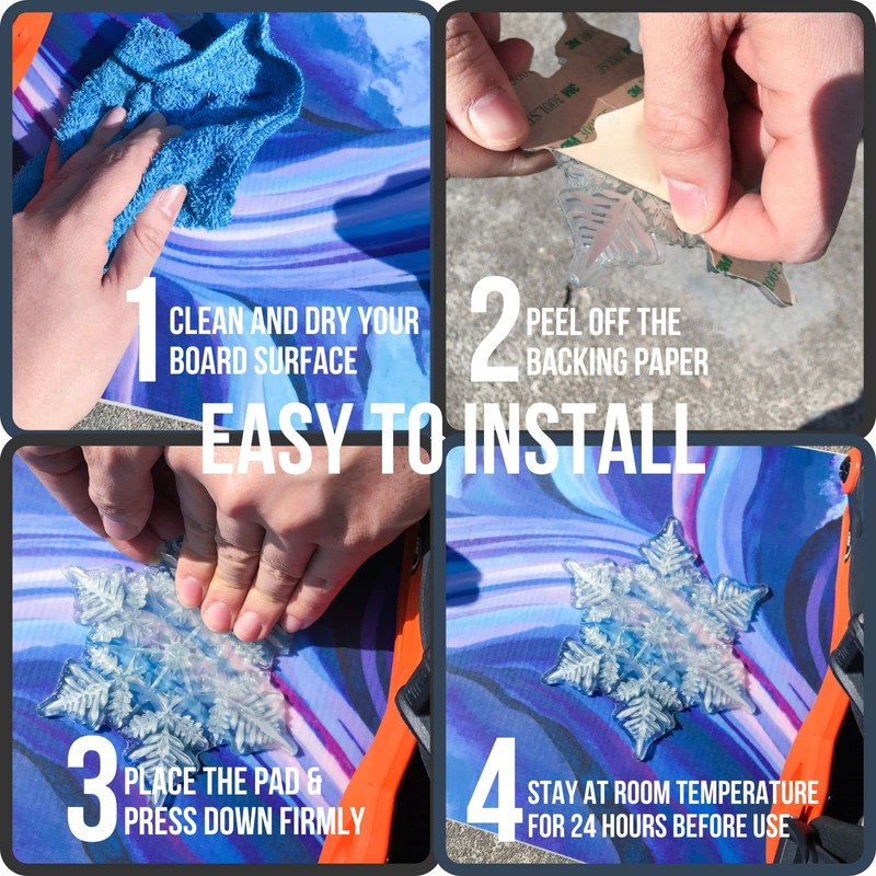 devembr Snowboard Stomp Pad, 3D Clear Snowflake Snowboard Stomp Pads,