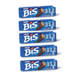 BIS Chocolate Wafer Biscuits, Wafer Rechado Coberto Com Chocolate 126g (Pack of 5)