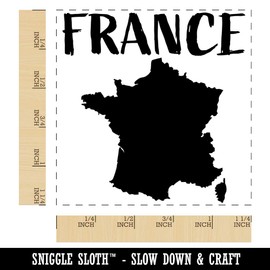 France Country Solid with Text Square Rubber Stamp for Stamping Crafting - 1.25in Small