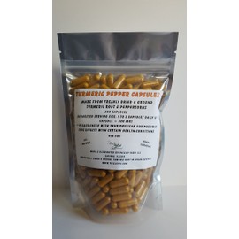 Ground Turmeric Root Powder w/Ground Peppercorn Capsules (300) - Non GMO - Combo Packs Available! (Turmeric)