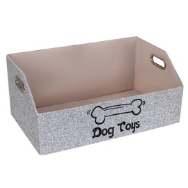 ORGMASTER Dog Toy Box, Dog Toy Basket, Puppy Toys Storage Organizer Foldable Fabric Baskets Bin Pet Supplies Holder Container with Handles for Organizing Dogs Chew Toys Blankets Leashes, Gray
