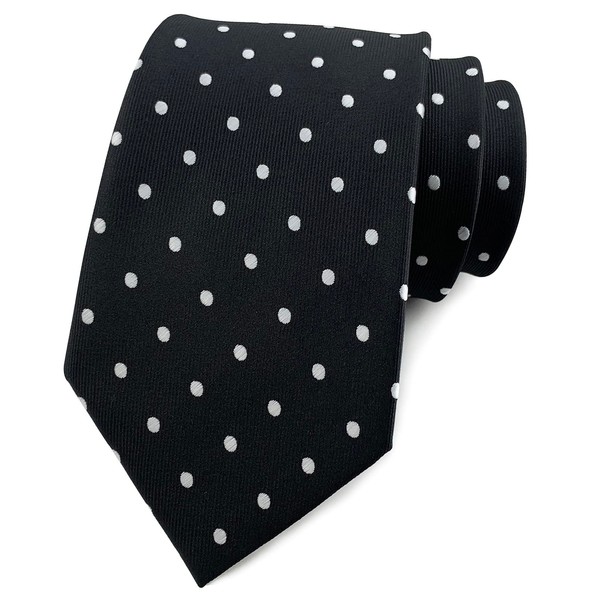 Elfeves Men's Big Boys Repp Black Silk Tie Small Pin