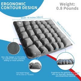 ANMSVI Air Inflatable Seat Cushion with Built-in Pump– Stylish Comfort for Work, Travel & Home, Adjustable Firmness for Tailbone & Sciatica Relief, Premium Material, Elegant Grey, 18x16x 2.1 inches