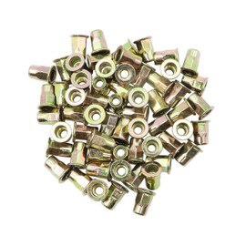 LBY 60pcs Carbon Steel Rivet Nuts, M6 Thread Insert Nutsert (Half-Hexagonal) Rivnut Assortment Kit, Carbon Steel Zinc-Plated (Yellow)