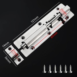 Zydiwo Pack of 4 Door Bolt Stainless Steel Latch Sliding Bolt Door Lock with Mounting Screws for Front Door Yard Pet Door (5 Inches)