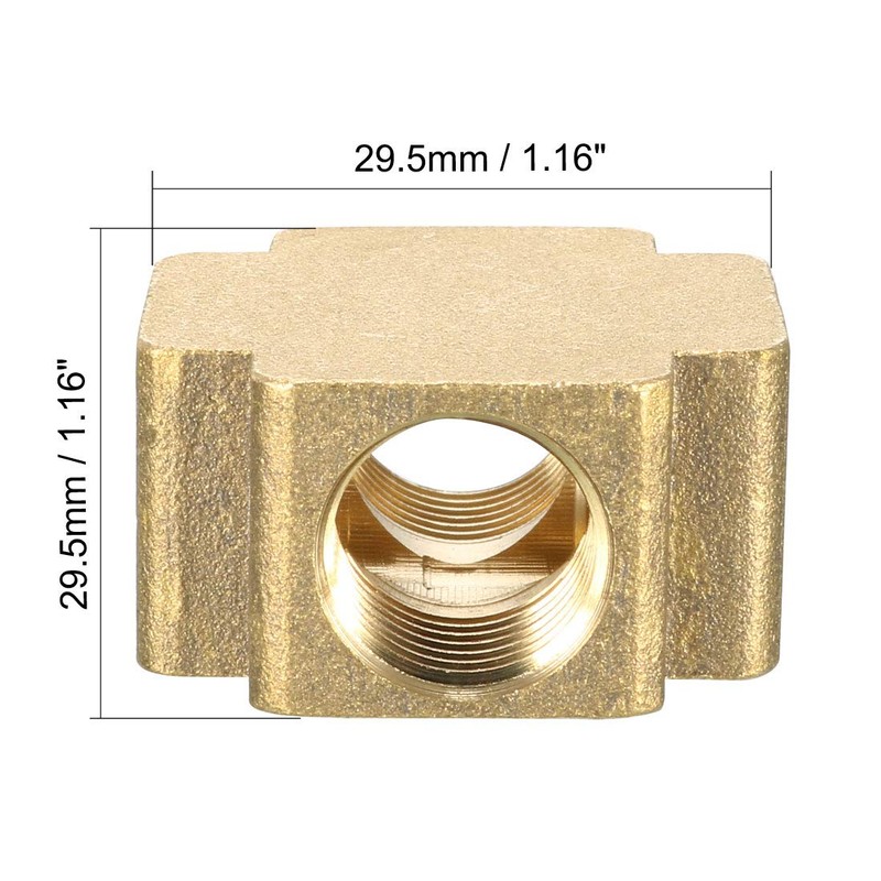 uxcell Brass Cross Pipe Fitting 1/4 PT Female Thread 4