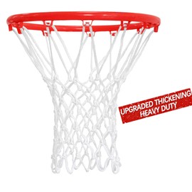Mr Warm Basketball Net Outdoor,Upgraded Thickening Heavy Duty Basketball Net Replacement (6.88 Ounce), All Weather Anti Whip Basketball Hoop Net -12 Loops (White)