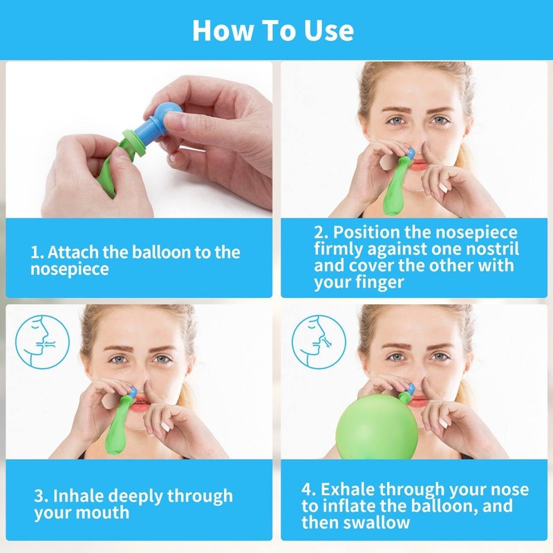 Eustachian Ear Unclogger with 10 Nasal Balloons, 3 Nose Tips