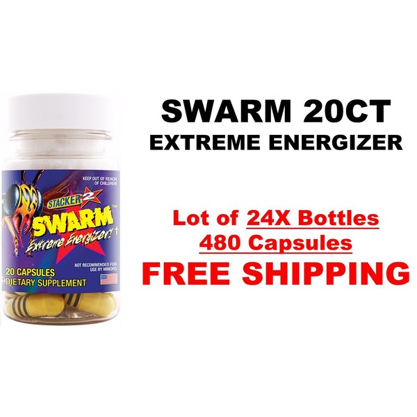 Swarm Extreme Boost of Energy 20ct Bottle (Lot of 24x Bottles) = 480 Capsules