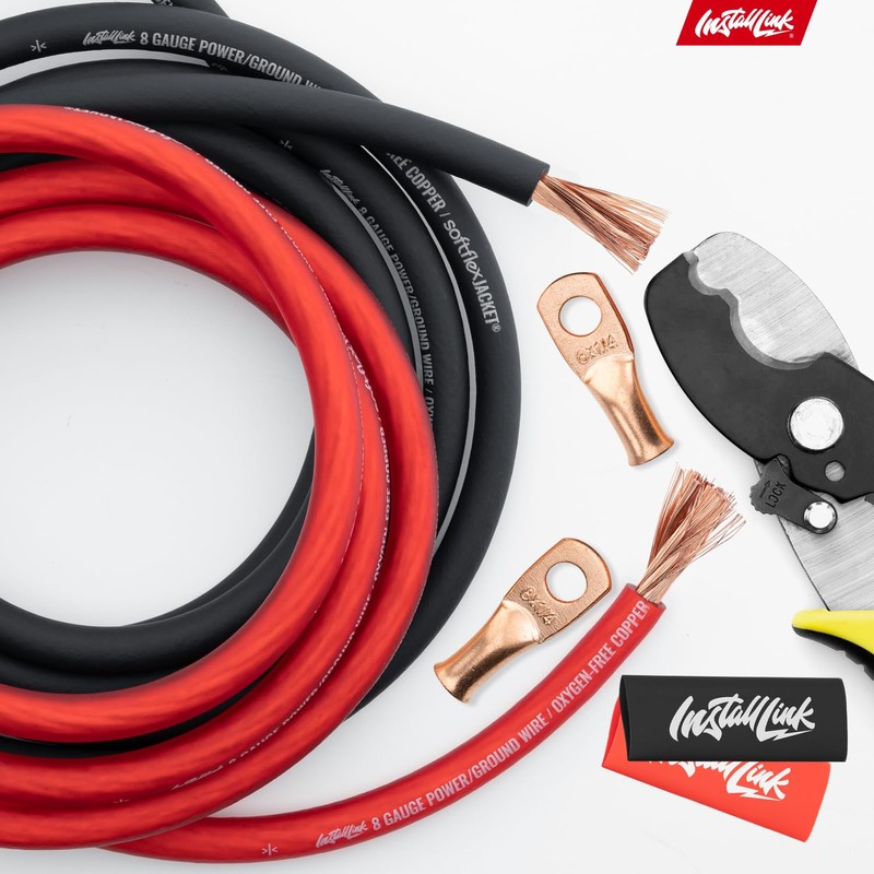 Install Link 8 Gauge Power Wire, Pure OFC Copper (25ft