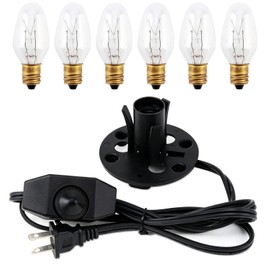 RTNLTI Salt Lamp Cord Replacement with Dimmer Switch and 6-Pack E12 Halogen Salt Lamp Bulbs for Himalayan Salt Lamp (5 Feet)