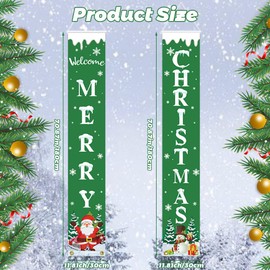 MEHOFOND 30x180CM Winter Welcome Merry Christmas Banners New Year Outdoor Indoor Christmas Door Decoration Snowman Snowflake Santa Claus Porch Sign Hanging for Home Wall Party