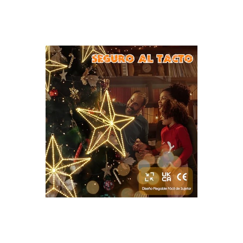 Quntis 282 Leds Luces Navideñas de Estrellas 3D Grande, 50cm