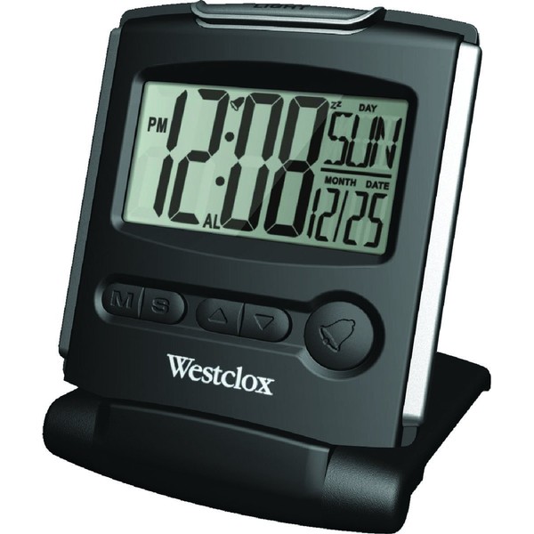 Westclox 47508s Travelmate Lcd Travel Folding Alarm Clock 5", Silver